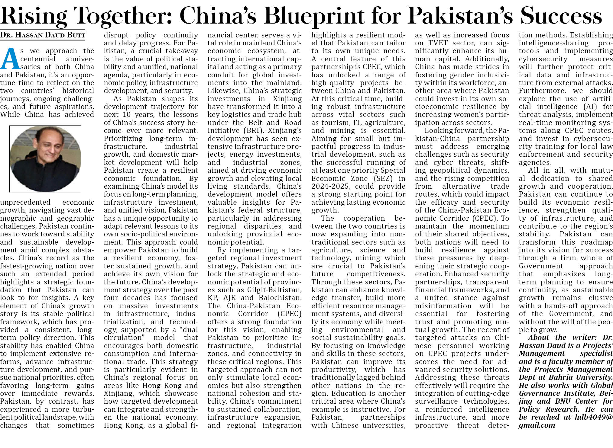 Rising Together: China’s Blueprint for Pakistan’s Success